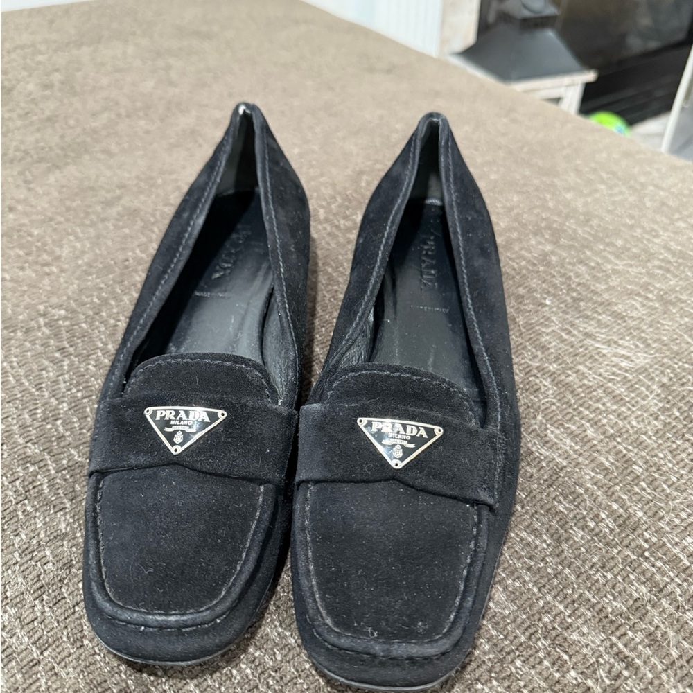 Prada Women's Suede Black Loafers